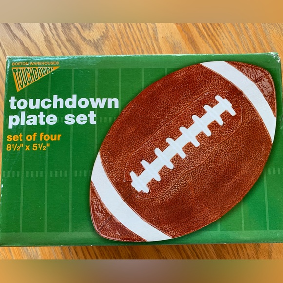 Other - Set of 4 Football Brown Ceramic plate set 8 1/2 x 5 1/2 - Great guy gift